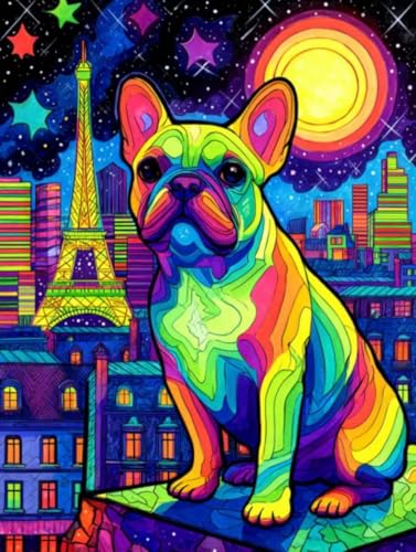 Liguolnn Hunde Kunst Diamond Painting Quadratische Steine, 5D Diamond Kunst Komplett Set DIY Gem Kunsthandwerk für Erwachsene Anfänger, Mosaikherstellung Bilder Kristall Home Wall Decor 50x70cm D-286 von Liguolnn