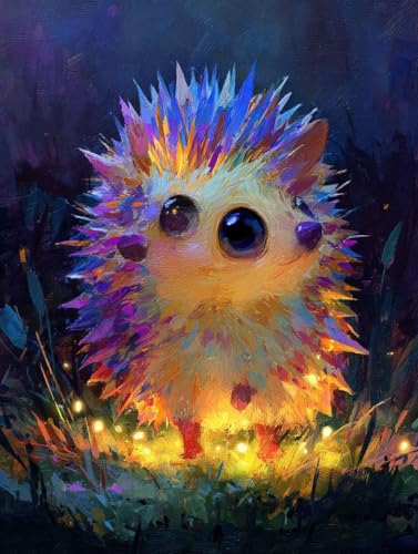 Liguolnn Igel Blitz Diamond Painting Quadratische Steine, 5D Diamond Kunst Komplett Set DIY Gem Kunsthandwerk für Erwachsene Anfänger, Mosaikherstellung Bilder Kristall Home Wall Decor 30x40cm D-153 von Liguolnn