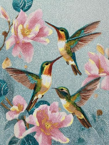 Liguolnn Kolibri Blumen Diamond Painting Quadratische Steine, 5D Diamond Kunst Komplett Set DIY Gem Kunsthandwerk für Erwachsene Anfänger, Mosaikherstellung Kristall Home Wall Decor 30x40cm D-256 von Liguolnn