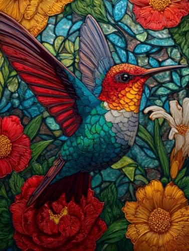 Liguolnn Kolibri Farbe Diamond Painting Quadratische Steine, 5D Diamond Kunst Komplett Set DIY Gem Kunsthandwerk für Erwachsene Anfänger, Mosaikherstellung Kristall Home Wall Decor 70x90cm D-252 von Liguolnn