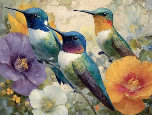 Liguolnn Kolibri niedlich Diamond Painting Quadratische Steine, 5D Diamond Kunst Komplett Set DIY Gem Kunsthandwerk für Erwachsene Anfänger, Mosaikherstellung Kristall Home Wall Decor 70x90cm D-258 von Liguolnn