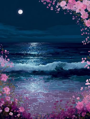 Liguolnn Meer abstrakt Diamond Painting Quadratische Steine, 5D Diamond Kunst Komplett Set DIY Gem Kunsthandwerk für Erwachsene Anfänger, Mosaikherstellung Kristall Home Wall Decor 70x90cm D-288 von Liguolnn