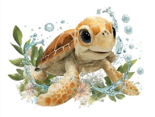 Liguolnn Schildkröte niedlich Diamond Painting Quadratische Steine, 5D Diamond Kunst Komplett Set DIY Gem Kunsthandwerk für Erwachsene Anfänger, Mosaikherstellung Kristall Home Wall Decor 50x70cm D292 von Liguolnn