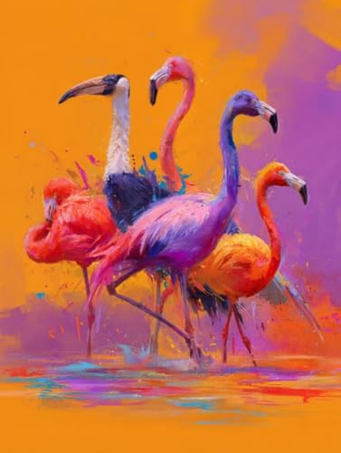 Liguolnn Tiere Flamingos Diamond Painting Quadratische Steine, 5D Diamond Kunst Komplett Set DIY Gem Kunsthandwerk für Erwachsene Anfänger, Mosaikherstellung Kristall Home Wall Decor 50x70cm D-179 von Liguolnn