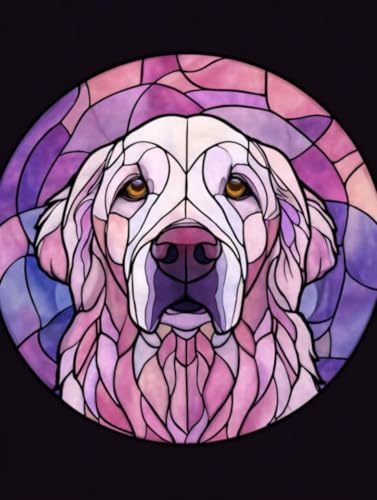 Liguolnn Tiere Goldener Hund Diamond Painting Quadratische Steine, 5D Diamond Kunst Komplett Set DIY Gem Kunsthandwerk für Erwachsene Anfänger, Mosaikherstellung Kristall Home Wall Decor 50x70cm D-182 von Liguolnn