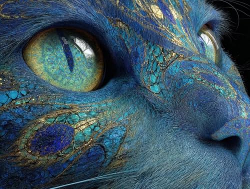 Liguolnn Tiere Katzen Diamond Painting Quadratische Steine, 5D Diamond Kunst Komplett Set DIY Gem Kunsthandwerk für Erwachsene Anfänger, Mosaikherstellung Bilder Kristall Home Wall Decor 50x70cm D-201 von Liguolnn