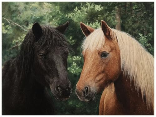 Liguolnn Tiere Pferde Diamond Painting Quadratische Steine, 5D Diamond Kunst Komplett Set DIY Gem Kunsthandwerk für Erwachsene Anfänger, Mosaikherstellung Bilder Kristall Home Wall Decor 70x90cm D-198 von Liguolnn