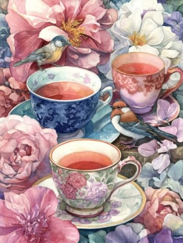 Liguolnn Tierkaffee Diamond Painting Quadratische Steine, 5D Diamond Kunst Komplett Set DIY Gem Kunsthandwerk für Erwachsene Anfänger, Mosaikherstellung Bilder Kristall Home Wall Decor 30x40cm D-184 von Liguolnn