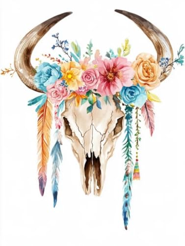 Liguolnn Tierschädel Diamond Painting Quadratische Steine, 5D Diamond Kunst Komplett Set DIY Gem Kunsthandwerk für Erwachsene Anfänger, Mosaikherstellung Bilder Kristall Home Wall Decor 30x40cm D-190 von Liguolnn