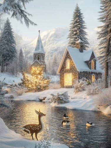 Liguolnn Winter Tiere Diamond Painting Quadratische Steine, 5D Diamond Kunst Komplett Set DIY Gem Kunsthandwerk für Erwachsene Anfänger, Mosaikherstellung Bilder Kristall Home Wall Decor 50x70cm D-161 von Liguolnn