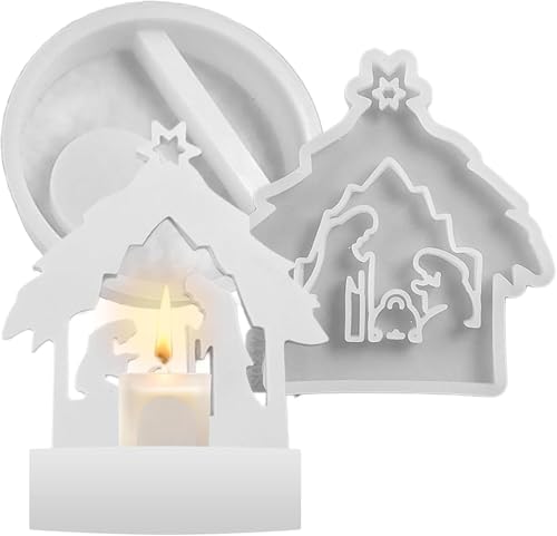 Krippe Silikon Gießform Set gießform Weihnachten Krippe 2 Stück 3D Gipsform Weihnachten Silikonformen Tischdekorationen, Gießformen Weihnachten Ostern für DIY Kerze, Handwerk, Heimdekoration Krippe Silikon Gießform Set gießform Weihnachten Krippe 2 Stück 3D Gipsform Weihnachten Silikonformen Tischdekorationen, Gießformen Weihnachten Ostern für DIY Kerze, Handwerk, Heimdekoration von Lihetymg
