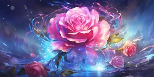 5D Diamond Painting Erwachsene Kit, 55x110cm Groß DIY Diamant Painting Bilder Set, Diamant Malerei Strass Stickerei Malerei Painting Set Kinder für, Haus Schlafzimmer Wand Dekoratione (Pinke Rose)-q34 von Lihogbo