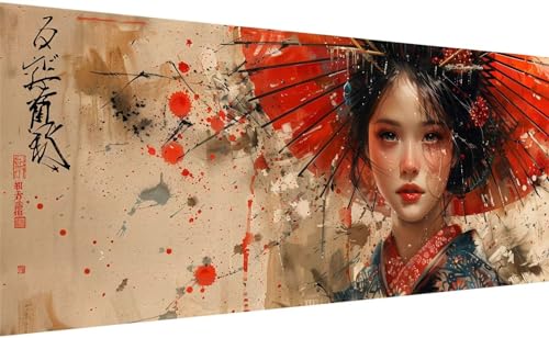 5D Diamond Painting Großes XXL 220x100cm, Diamant Painting Bilder Geisha, DIY Vollbohrer Malen nach Zahlen Diamond Painting, Groß Japanischer Stil Diamantmalerei für Geschenk Wanddeko Wohnzimmer U_2 von Lihogbo