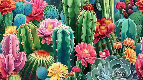 Malen nach Zahlen Erwachsene, DIY Malen nach Zahlen Kaktus, 70x40cm DIY Blume mit Pinsel und Acrylfarben, Set Malen nach Zahlen ab 6 7 8 9 10 11 12 Jahre Mädchen Jungen Teenager Kreatives für Geschenk von Lihogbo