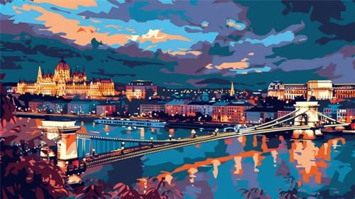 Malen nach Zahlen Erwachsene Budapest, DIY Set Erwachsene Malen nach Zahlen Landschaft, 90x50cm DIY Handgemalt Ölgemälde Kit für Anfänger Erwachsene mit 3-Pinseln und Acrylfarbe, Geschenk für Freunde Malen nach Zahlen Erwachsene Budapest, DIY Set Erwachsene Malen nach Zahlen Landschaft, 90x50cm DIY Handgemalt Ölgemälde Kit für Anfänger Erwachsene mit 3-Pinseln und Acrylfarbe, Geschenk für Freunde von Lihogbo