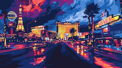 Malen nach Zahlen Erwachsene Las Vegas, DIY Set Erwachsene Malen nach Zahlen Landschaft, 70x40cm DIY Handgemalt Ölgemälde Kit für Anfänger Erwachsene mit 3-Pinseln und Acrylfarbe, Geschenk für Freunde Malen nach Zahlen Erwachsene Las Vegas, DIY Set Erwachsene Malen nach Zahlen Landschaft, 70x40cm DIY Handgemalt Ölgemälde Kit für Anfänger Erwachsene mit 3-Pinseln und Acrylfarbe, Geschenk für Freunde von Lihogbo