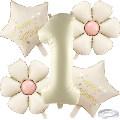 Liitata 1. Daisy Geburtstags Party Deko Daisy Geburtstag Luftballon Set Creme Zahl 1 Folienballon Großes Daisy Luftballon für Mädchen Geburtstag Party Deko Liitata 1. Daisy Geburtstags Party Deko Daisy Geburtstag Luftballon Set Creme Zahl 1 Folienballon Großes Daisy Luftballon für Mädchen Geburtstag Party Deko von Liitata