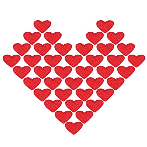 Liitata 30 Stück Mini Herz Bestickte Patches Herz Aufbügeln Aufnäher Herz Aufnähen Patches für Kleidung Jacke Shirt Jeans Hose Hüte Taschen Rucksäcke Schuhe - Rot von Liitata