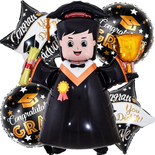 Liitata Graduation Balloons Man Graduation Party Balloons Graduation Party Deko Großes Bachelor Luftballon Graduation Foil Balloon für University Graduate Motto Party - Schwarz von Liitata