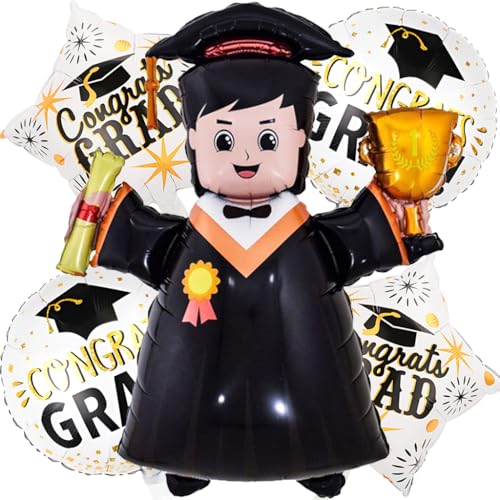 Liitata Graduation Balloons Man Graduation Party Balloons Graduation Party Deko Großes Bachelor Luftballon Graduation Foil Balloon für University Graduate Motto Party - Weiß von Liitata