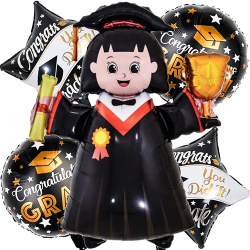 Liitata Graduation Balloons Woman Graduation Party Balloons Graduation Party Deko Großes Bachelor Luftballon Graduation Foil Balloon für University Graduate Motto Party - Schwarz von Liitata