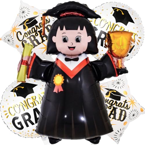 Liitata Graduation Balloons Woman Graduation Party Balloons Graduation Party Deko Großes Bachelor Luftballon Graduation Foil Balloon für University Graduate Motto Party - Weiß von Liitata