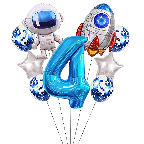 Liitata Weltraum Set 4. Kinder Geburtstag Deko Zahl 4 Folienballon Blau Großes Astronaut Raketen Luftballon Stern Ballon Konfetti für Junge Party Motto Deko Liitata Weltraum Set 4. Kinder Geburtstag Deko Zahl 4 Folienballon Blau Großes Astronaut Raketen Luftballon Stern Ballon Konfetti für Junge Party Motto Deko von Liitata