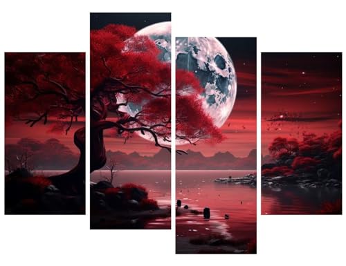 Diamond Painting, 4 Pack Nacht Diamond Painting Erwachsene, DIY 5D Full Diamant Painting Bilder roter Mond, Diamond-Painting Kunst Malerei Stickerei Set Kreuzstich Bilder Home Wand Dekor 240x160cm I-4 Diamond Painting, 4 Pack Nacht Diamond Painting Erwachsene, DIY 5D Full Diamant Painting Bilder roter Mond, Diamond-Painting Kunst Malerei Stickerei Set Kreuzstich Bilder Home Wand Dekor 240x160cm I-4 von Lijahoo