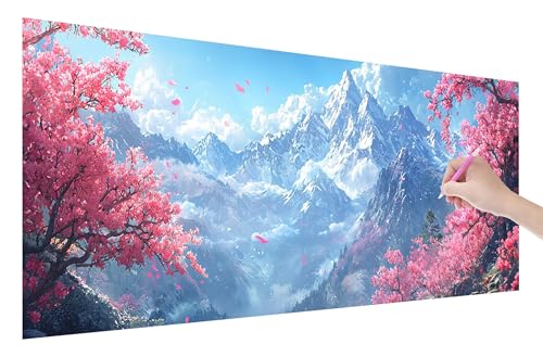 Diamond Painting Erwachsene, Berg Diamant Painting Bilder Set für Anfänger (120x50cm), 5D DIY Crystal Kunst Strass Stickerei Blumen Diamant Malerei Kits, Bastelset Erwachsene für Home Wanddeko, F-28 von Lijahoo
