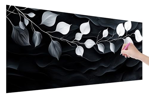 Diamond Painting Erwachsene, Blätter Diamant Painting Bilder Set für Anfänger (120x50cm), 5D DIY Crystal Kunst Strass Stickerei Schwarz Diamant Malerei Kits, Bastelset Erwachsene für Wanddeko C-46 von Lijahoo