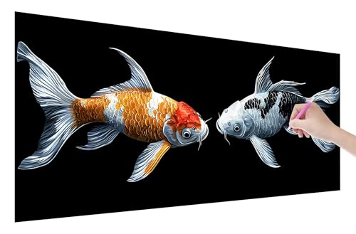 Diamond Painting Erwachsene, Goldfisch Diamant Painting Bilder Set für Anfänger (120x50cm), 5D DIY Crystal Kunst Strass Stickerei Tiere Diamant Malerei Kits, Bastelset Erwachsene für Wanddeko C-64 von Lijahoo