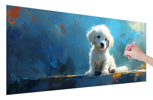 Diamond Painting Erwachsene, Hund Diamant Painting Bilder Set für Anfänger (150x60cm), 5D DIY Crystal Kunst Strass Stickerei Tiere Diamant Malerei Kits, Bastelset Erwachsene für Home Wanddeko, V-1 von Lijahoo