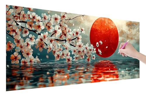 Diamond Painting Erwachsene, Japan Diamant Painting Bilder Set für Anfänger (120x50cm), 5D DIY Crystal Kunst Strass Stickerei Blumen Diamant Malerei Kits, Bastelset Erwachsene für Home Wanddeko, V-4 von Lijahoo