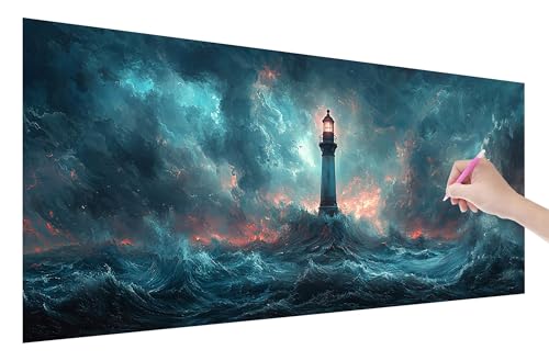 Diamond Painting Erwachsene, Leuchtturm Diamant Painting Bilder Set für Anfänger (70x30cm), 5D DIY Crystal Strass Stickerei Landschaft Diamant Malerei Kits, Bastelset Erwachsene für Wanddeko T-10 von Lijahoo