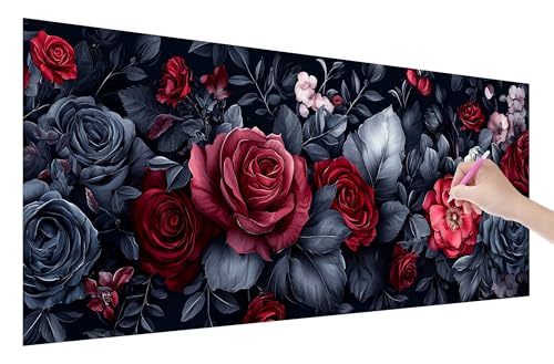 Diamond Painting Erwachsene, Rosen Diamant Painting Bilder Set für Anfänger (200x80cm), 5D DIY Crystal Kunst Strass Stickerei Blumen Diamant Malerei Kits, Bastelset Erwachsene für Home Wanddeko, C-62 von Lijahoo