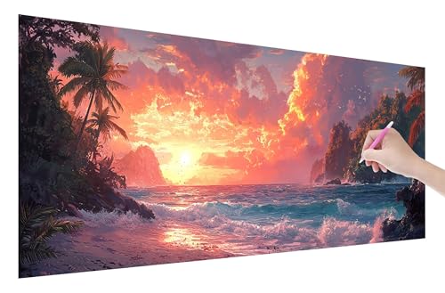 Diamond Painting Erwachsene, Strand Diamant Painting Bilder Set für Anfänger (70x30cm), 5D DIY Crystal Kunst Strass Stickerei Landschaft Diamant Malerei Kits, Bastelset Erwachsene für Wanddeko C-28 von Lijahoo