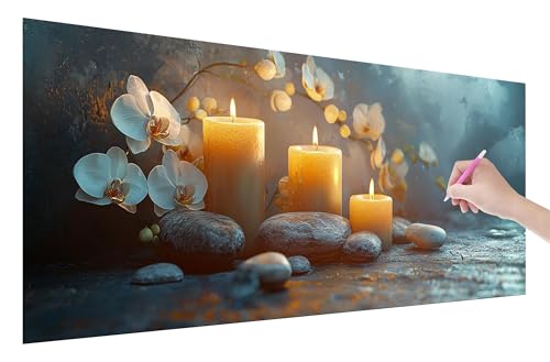 Diamond Painting Erwachsene, Zen Diamant Painting Bilder Set für Anfänger (200x80cm), 5D DIY Crystal Kunst Strass Stickerei Orchidee Diamant Malerei Kits, Bastelset Erwachsene für Home Wanddeko, C-84 von Lijahoo