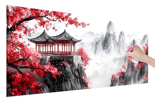 Diamond Painting Japan, 5D DIY Diamant Painting Bilder Landschaft 150x60cm, Diamant Malerei Cross Stitch Stickerei Erwachsene Groß XXL, Basteln Erwachsene Set für Geschenke und Zimmer Wand Deko, C-44 von Lijahoo