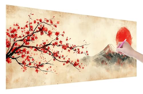 Diamond Painting Japan, 5D DIY Diamant Painting Bilder Vulkan Fuji 250x100cm, Diamant Malerei Cross Stitch Stickerei Erwachsene Groß XXL, Basteln Erwachsene Set für Geschenke, Zimmer Wand Deko, C-90 von Lijahoo
