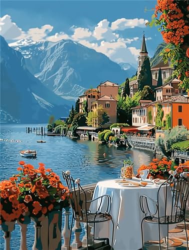 Diamond Painting Landschaft Diamant Painting Bilder Stadt Diamond Painting Erwachsene Bastelset Set, Diamond Art Painting Kinder Strass Stickerei Kunst Set, Zimmer Deko, Geschenke für Frauen, 40x50cm von Lijahoo