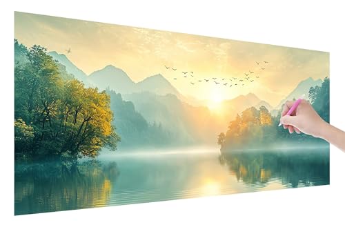 Diamond Painting See, 5D DIY Diamant Painting Bilder Landschaft 100x40cm, Diamant Malerei Cross Stitch Stickerei Erwachsene Groß XXL, Basteln Erwachsene Set für Geschenke und Zimmer Wand Deko, C-94 von Lijahoo