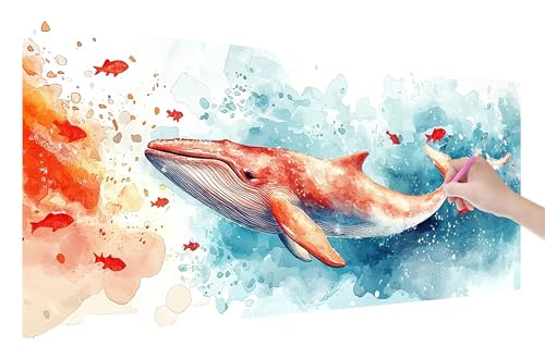 Diamond Painting Wal, 5D DIY Diamant Painting Bilder Tiere 120x50cm, Diamant Malerei Cross Stitch Stickerei Erwachsene Groß XXL, Basteln Erwachsene Set für Geschenke und Wand Deko Wohnzimmer, D-91 von Lijahoo