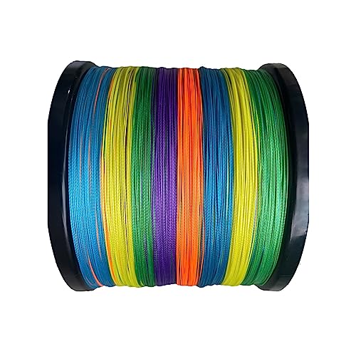 Lijiaxiuyc-101 Angelschnur 4 Fäden PE-Angelschnur, geflochten, 18–88 LB, Glatte Multifilament-Angelschnur, super langlebig Meeresangeln(Multicolor,1000m-6.0-0.400mm) von Lijiaxiuyc-101