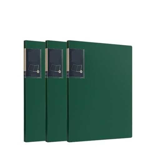 büro ordner 3 Stück PP-Ordner im A4-Format mit transparenten Einlagen, 30-seitiges Datenbuch, mehrschichtiger Vertragsdokumenten-Organizer ordner(Green) von Lijiaxiuyc-101