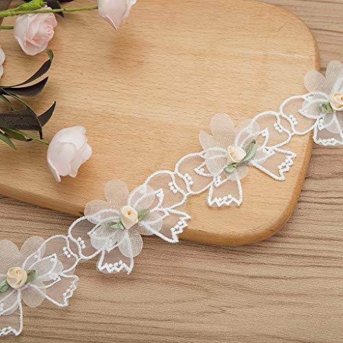 lijun 1 Yard Rose Flower Stickerei Lace Trim Ribbon Pearl Beaded DIY Nähapplikation von lijun