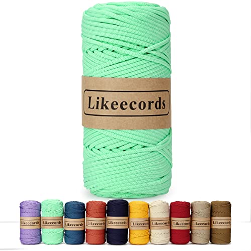 Likeecords Poliestere Corda 4mm x 130m,Cordino Per Borse Uncinetto,Polipropilene Macrame Corda intrecciata,Macramè Filo per Appendiabiti per Fiori, Home Decor (Verde fluorescente) von Likeecords