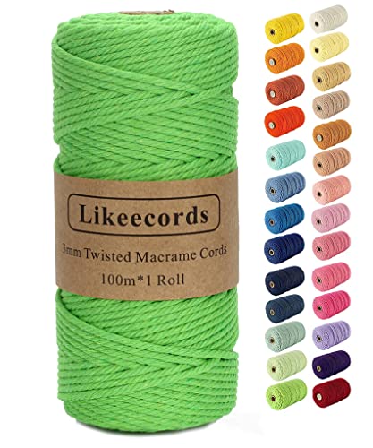 Likeecords Beige Makramee-Schnur 3 mm x 110 Yards, farbiges Makramee-Seil, Baumwollseil, Makramee-Garn, bunte Baumwoll-Bastelschnur zum Aufhängen, Pflanzenaufhänger, Basteln, Stricken Likeecords Beige Makramee-Schnur 3 mm x 110 Yards, farbiges Makramee-Seil, Baumwollseil, Makramee-Garn, bunte Baumwoll-Bastelschnur zum Aufhängen, Pflanzenaufhänger, Basteln, Stricken von Likeecords