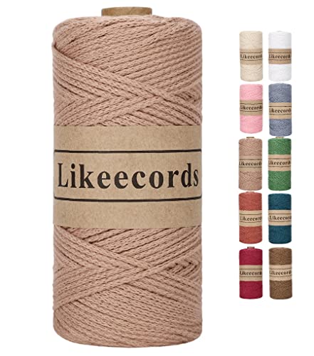 Likeecords garn für taschen häkeln 2mm x 170m,makramee garn,baumwollgarn zum häkeln,100% Baumwolle Schlauchgarn for Knitting,Crochet, Weaving Gift（Fleischmehl） von Likeecords