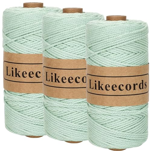 Likeecords Makramee Garn 2mm x 510m Crochet Rope 100% Baumwolle Makramee-Seil Crochet Bag Cord Makrame Rope Crochet Thread Geschenk für Stricker (Apfelgrün) von Likeecords