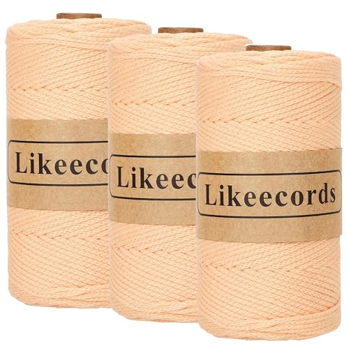 Likeecords Makramee Garn 2mm x 510m Crochet Rope 100% Baumwolle Makramee-Seil Crochet Bag Cord Makrame Rope Crochet Thread Geschenk für Stricker (Inulin) von Likeecords